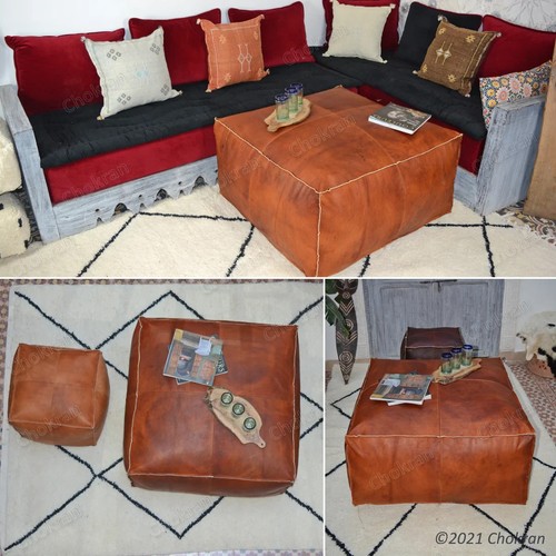 Handgefertigter leder hocker - handgefertigter,