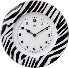 Teller-Uhr Schwarz-Weiß Zebra