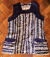 Vintage Kochschürze Kittelschürze Schürze kurz Gr. 44 Damen 100% Baumwolle