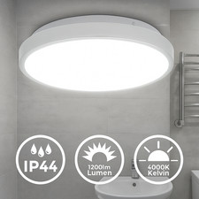 LED Deckenleuchte Weiß rund 29 cm 12W 1200lm 4000K Lampe Badezimmer Flur