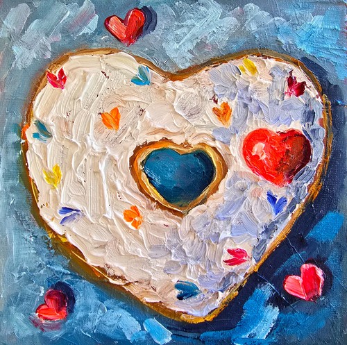 Herz donut ölbild 15x15 - donut,