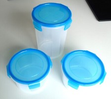 Frischhaltedosen Vorratsdosen 3er Set Aufbewahrungsdosen rund transparent blau