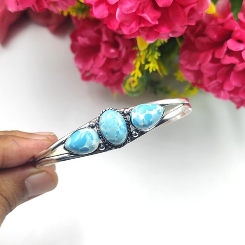 Blauer larimar edelstein - larimar, 925