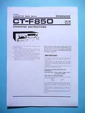 Operation Instructions-Bedienungsanleitung für Pioneer CT-F850 