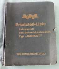 LKW Ersatzteil Liste Robur Lastwagen Garant 1961 IFA DDR Oldtimer Katalog Teile