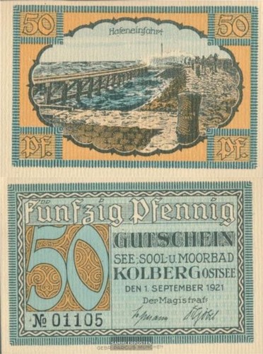 Banknoten kolberg 1921 - banknoten,