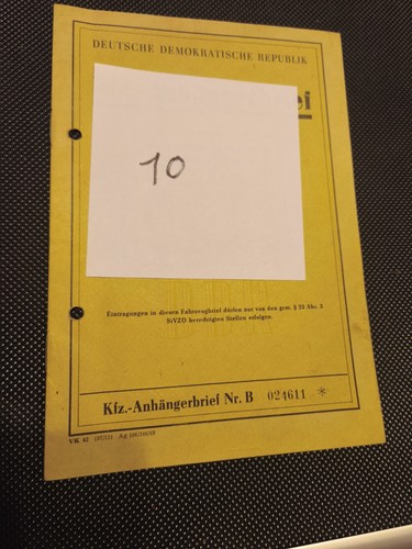 Ddr kfz brief - kfz, anhänger