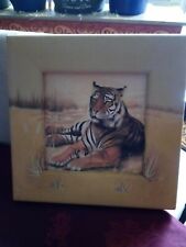 Tigerbild 29 x 29 cm mit bemalten Rahmen