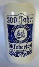 Maßkrug 1 Liter Bier 200 Jahre Oktoberfest Paulaner München Steinkrug 1810 -2010