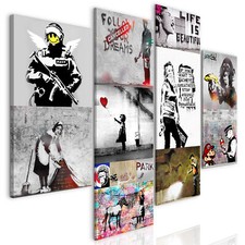 Banksy Streetart Graffiti VLIES LEINWAND DEKO BILDER XXL WANDBILD WOHNZIMMER