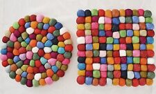 ❀ Filz Untersetzer Filzkugeln Bunt Topfuntersetzer Rund Quadratisch Kugel 20 cm