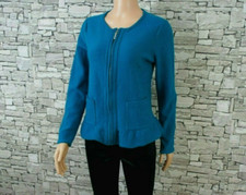 CHICOS DAMEN REINE KOCH WOLLE ZIPP STRICKJACKE TÜRKIS SCHÖSSCHEN  38 