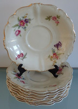 8x Rosenthal Pompadour Untertasse Teller Unterteller Porzellan Goldrand Blumen