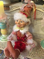 Deko Weihnachten Elf Junge rosa Glitzer Schmetterlinge n. Tilda Art Landhaus NEU