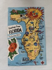 US-Postcard Amerika FLORIDA The Sunshine State Landkarte Map color Postkarte AK