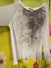 Edle BiBA Tunika Blusenshirt transparente Arme Nieten Neu XL 42 44 46