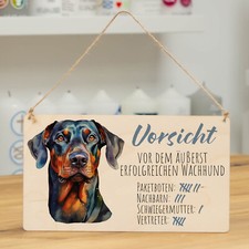 meinkerzenshop® Schild aus Holz DOBERMANN, Deko für Hundefreunde