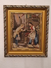 Gobelin Stickbild - gestickt Bild  Mit Holzrahmen 34x30 cm