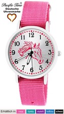 Kinder Armbanduhr Mädchen Lernuhr Uhr Pferd rosa wasserdicht Wechselarmband