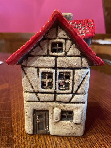 Windlicht haus handbemalt - windlicht,