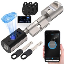 VisorTech Elektronischer Tür-Schließzylinder mit Fingerabdruck, Transponder, App