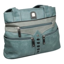 Handtasche Damen Tasche Schultertasche Shopper Blau Einkaufstasche Fächer Mode