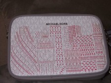 MICHAEL KORS Damen Tasche Bag JET SET ITEM CROSSBODY London Motiv weiß/grau