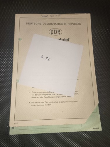 Ddr kfz brief trabant kombi - brief,
