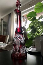 Antik Art Déco rubin Überfangglas Rubin Schliff Dekanter Karaffe Kristallglas