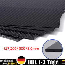 Carbon Platte 3mm / CFK Kohlefaser / Köper Voll Carbon / Größe wählbar