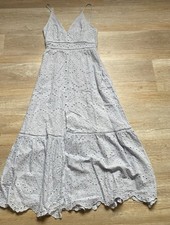 Boho Lochstickerei Kleid Maxikleid Hellblau Gr S