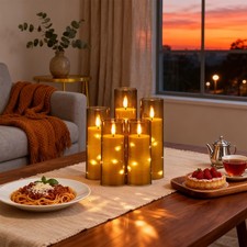 5x LED Kerzen lichter mit Timer Fernbedienung Kupfer Fadenlampe Teelichter NEW