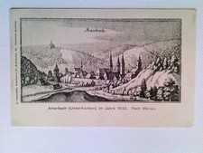 Amorbach Odw., Stich nach Merian, 1645, Künstler Ansichtkarten, ungelaufen um 19