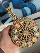 Sternzeichen Messing Emaille Untersetzer Vintage Antik Oppenheim Israel Handmade