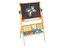 Playtive Holz Standtafel doppelseitig Zeichentafel mit Lernuhr Kinder Tafel NEU