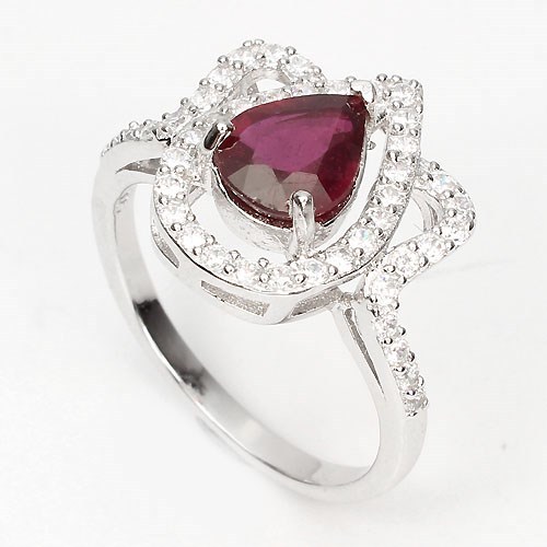 Rubin 9x7 tropfen ring 925 - tropfen,
