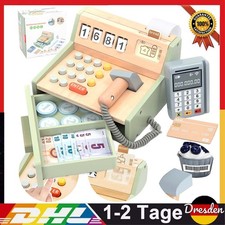 Holz Kasse mit Scanner Kaufladen Spielkasse Lebensmittel Kaufmannsladen Kinder