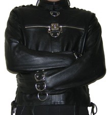 Lederjacke Neu M Zwangs Jacke Leder  Herren schwarz  leather jacket M