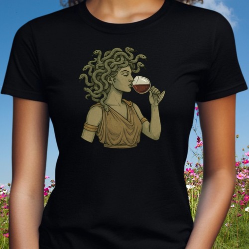 Shirt medusa trinkt - t-shirt, wein