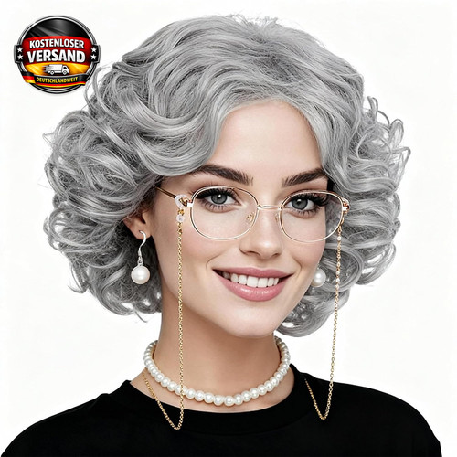 Oma cosplay set mit perücke - oma,