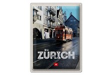 Ontrada Blechschild 30x40cm gewölbt Zürich Schweiz Jelmoli Straßenbahn Schild
