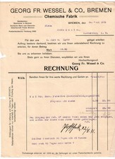 E1- Alte Rechnung G.F. Wessel & Co. Chem. Fabrik Bremen 1931