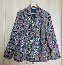 Jacke, Damen,  Indigo Moon, schwarz, gelbgrün, bestickt,  Gr. 48 