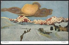 Künstler-AK Giovanni Segantini: Vergehen, Abendstimmung in einem Bergdorf 