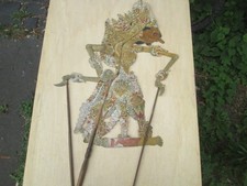 Wayang Kulit Figur, Stabpuppe aus Leder u. Holz, Indonesien, Geist, Dämon, 78 cm