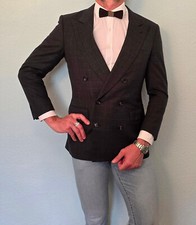 Regent Luxus Sakko Doppelreiher Jacket Blazer Karo Anthrazit Gr. 48