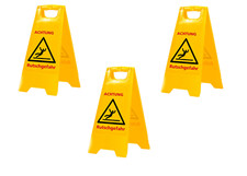 3x Achtung Rutschgefahr