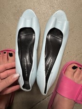 Stewardess Pumps Damen High Heels 39 Blau Peeptoes Style