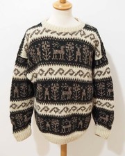 Herren Nepal Strick Pullover Grösse L Schurwolle P728