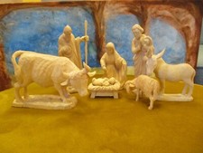 Krippenfiguren 7 Stück aus Holz handgeschnitzt
